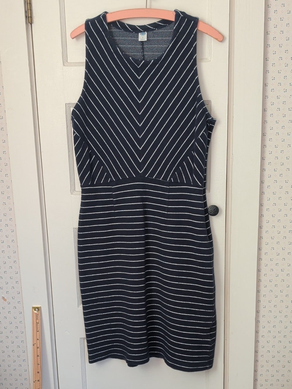 Old Navy Dress Navy White Striped Sheath Cotton Nautica Large Preppy Classic